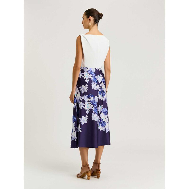 Veronika Maine Midnight Climbing Vine Satin Midi Skirt image number 1